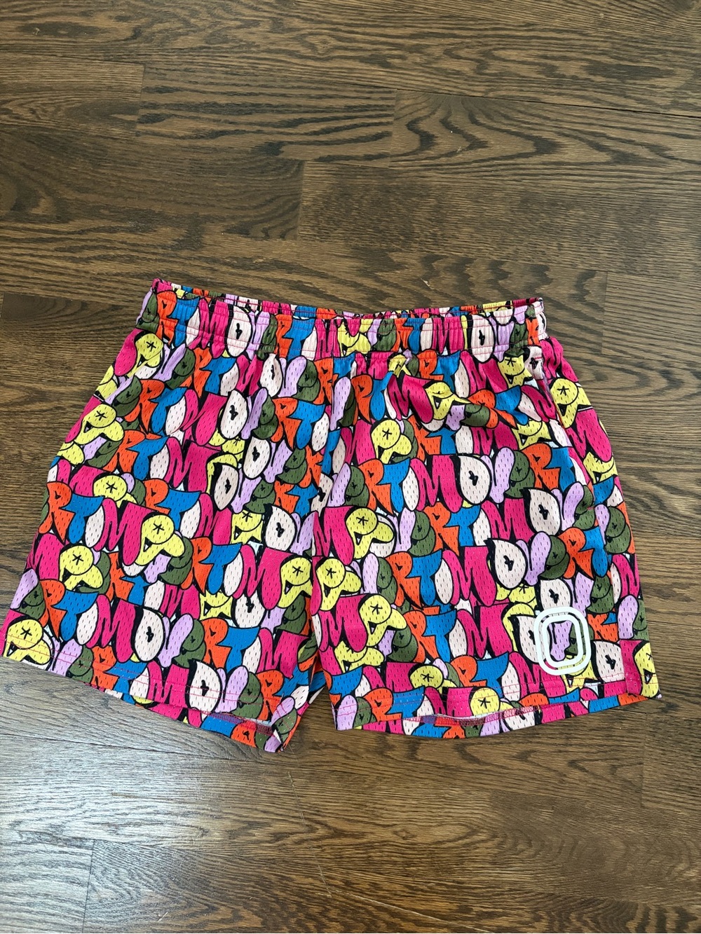 Overtime Men’s Mesh Basketball Shorts Multicolor Graffiti Print Size Medium